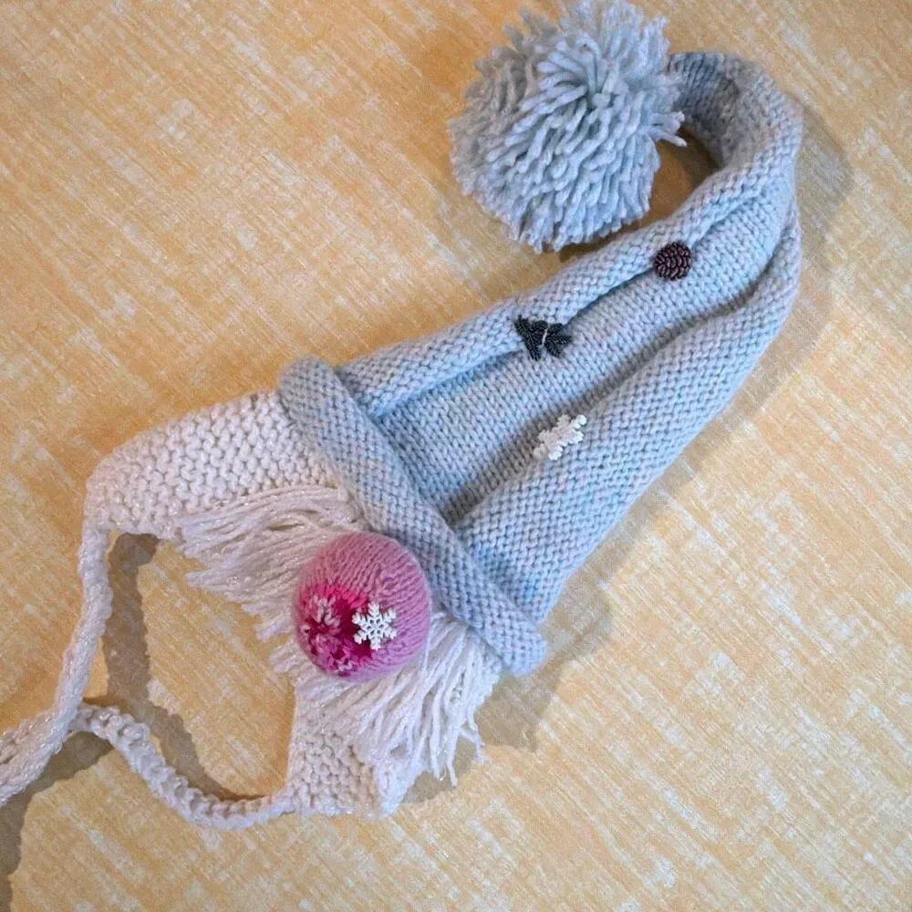 Hand knit Gnome kids hat